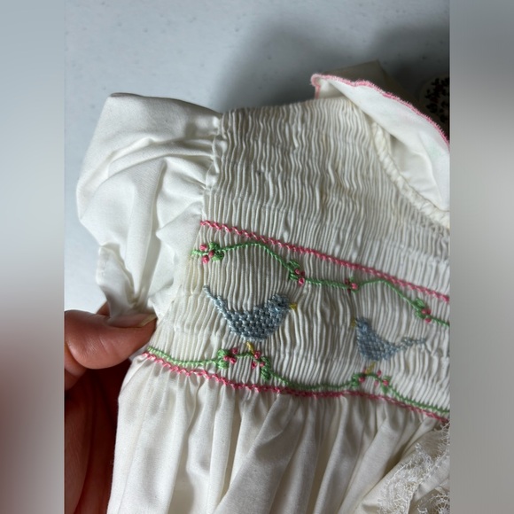 Vintage Baby Girls A Little Angel Blue Floral Collared Smocked Dress Size 6-9mo - Picture 6 of 13